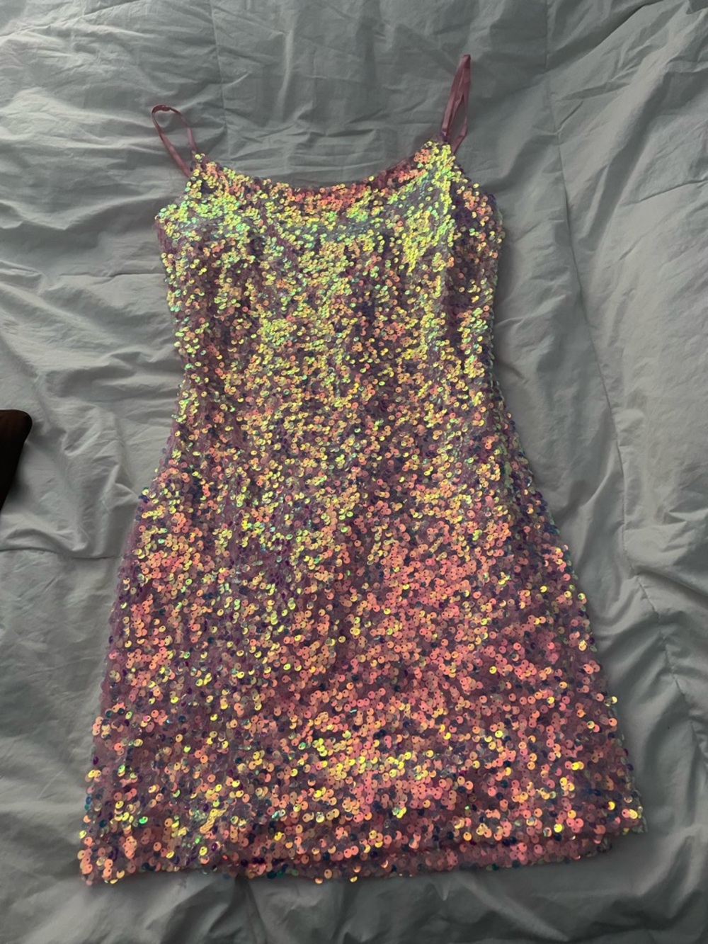 B Darlin Iridescent Sequin Mini Dress - Pink/Purple